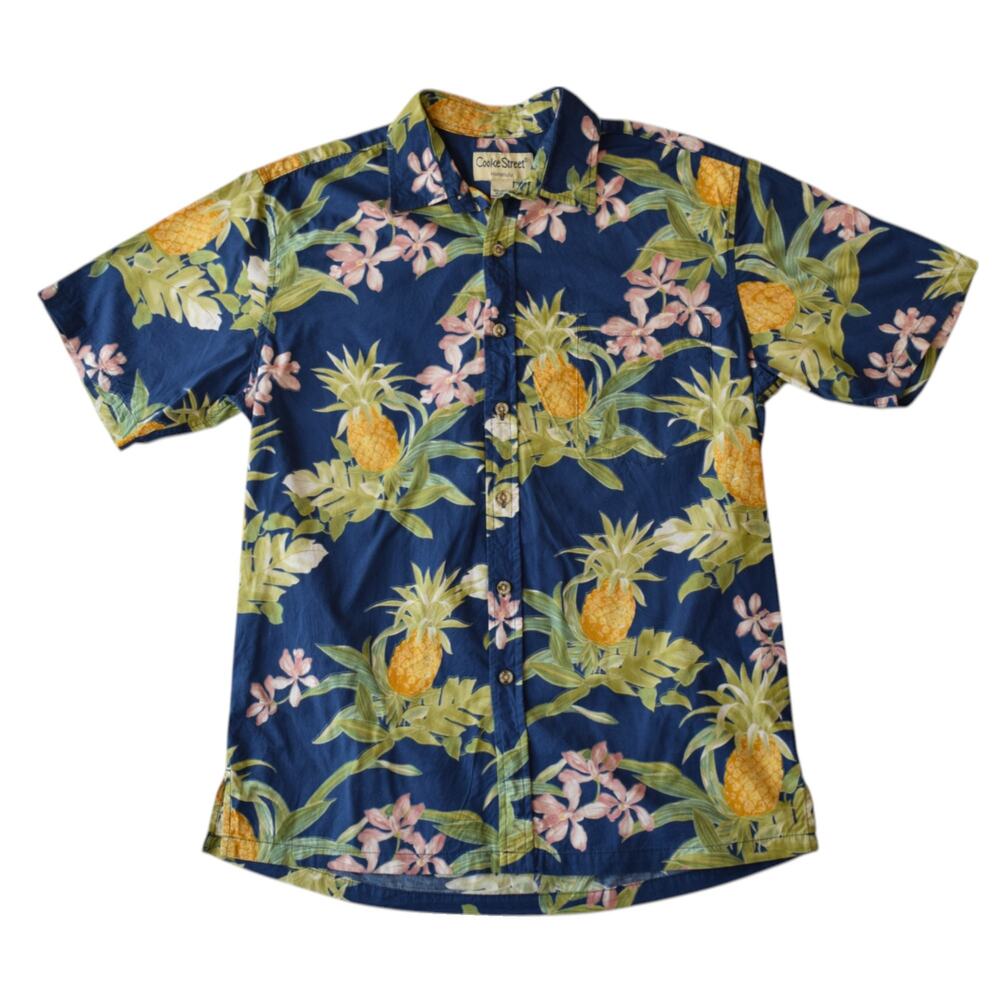 Cooke Street Honolulu Hawaiian Shirt Pineapple Floral Cotton Small